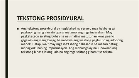 Ano ang mga Uri Ng Prosidyural Na Teksto .